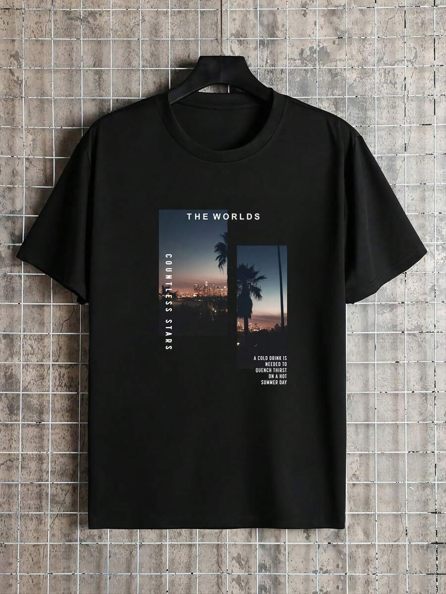 Chemise élégante et confortable pour hommes, tenue décontractée d'été pour l'extérieur pour hommes, vêtements pour hommes, hauts pour hommes. 7VIW - Noir - Voir 1