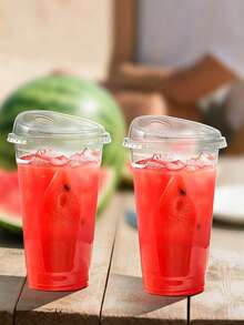 Iced Coffee Cup With Lid, Transparent Plastic Cup With Strawless Direct Drinking Lid, Round Bottom Takeout Cup, Suitable For Iced Coffee, Juice, Milkshake, Cold Drinks - Multicolor - View 5