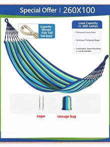 Reinforced Thickened Striped Hammock Swing Cradle, Extra Large Anti-Tip, Perfect For Yard, Outdoor, Indoor And Camping Relaxation, Durable And Sturdy Outdoor Hammock - Multicolor - View 7