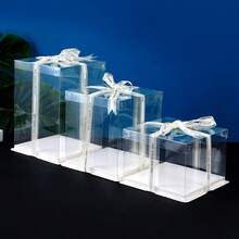 1套派對節日包裝盒，1層2層3層禮物收納盒，4"/6"/8"/10"/12"透明包裝盒，禮物包裝盒，適用於派對和送禮，生日、婚禮、萬聖節、聖誕節禮物盒，鮮花花束，收藏展示防塵，家居裝飾，含1條隨機緞帶，單身派對禮物袋填充物，派對小禮，舞會裝飾，教師感謝禮，畢業裝飾，小企業包裝 - 多色 - 查看 4