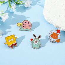 SpongeBob SquarePants SquarePants 1/4 件 抽象卡通胸針 可愛松鼠沙地蝸牛 琺瑯針 金屬徽章 珠寶 背包衣物配件 禮物 - 彩色 - 查看 5