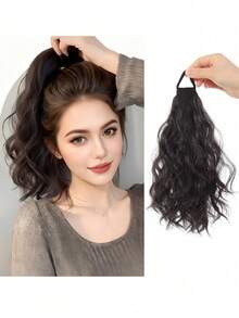 Ekor Kuda Sintetis Bergelombang Air, Wig Ekor Kuda Elastis, Sanggul Rendah Kepang Keriting Bergelombang Besar, Ekor Kuda Jepit Alami yang Mengembang, Ikat Rambut Ekor Kuda, Karet Rambut, Ikat Rambut Tali - MultiWarna - View 11