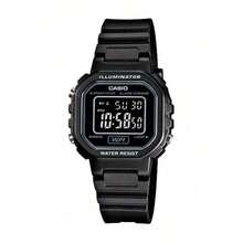 Casio Youth 系列 - 金屬方型手錶，適合生活與運動，石英機芯，樹脂錶帶，日韓風格男士手錶，黑色錶盤 - 黑色 - 查看 6