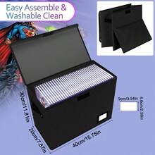 Comic Book Storage Boxes, Back To School Fold Comic Short Box Case With Lid Black - View 2
