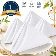 6 Packs White Rectangle Tablecloth & Napkins Set, Solid Color Polyester Table Linens, Wrinkle Resistant, Stain Proof, Easy Clean, Reusable Washable Table Cover For Wedding Party Banquet Restaurant Buffet Catering Dining Table Home Decor - White - View 17