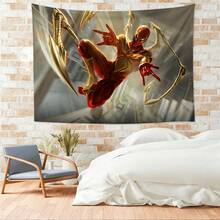 1pcs M Arvel Superhero Series S Pider-Man Theme Tapestry, Superhero Patter Wall Hanging Fabric Poster Cool Comic Art Background Blanket, Modern Home Fashion Decor, For Living Room Bedroom College Dorm Game Room Home Decor Fans Gift - Multicolor - View 5