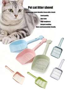 1 pièce Pelle à litière pour chat en plastique PP - Sans alimentation électrique, durable et facile à nettoyer, fournitures de nettoyage pour animaux de compagnie, pelle à litière pour chat, pelle à crottes de chat à long manche, pelle à litière pour chat à grands trous, outil de nettoyage de litière pour chat, réutilisable, couleurs multiples, accessoires pour chatons, essentiels pour animaux de compagnie, fournitures de litière pour chat. Couleur expédiée au hasard - Multicolore - Voir 2