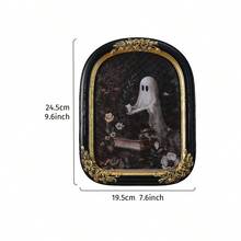 1PC Black Background Gold-Rimmed Rose Embossed Ghost Decorative Photo Frame, Resin Material Ghost Reading Book Rose Arch-Shaped Home Desktop Decor Photo Frame, Suitable For Bedroom, Study, Office Desk Photo Decoration And Photography Props - X Ghost Reading Rose Arched Photo Frame - View 11