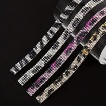 1 Yards Resin Rhinestone Ribbon Self-Adhesive Diamond Ribbon Crystal Roll Sparkling Resin Diamond Ribbon For DIY Art Craft Shoes, Bags, And Dress Decoration Accessories - Leopard Print Series - View 5