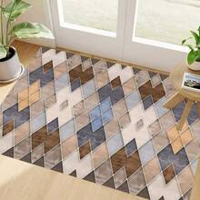 1 pieza Alfombra de cocina con estampado de patchwork geométrico estilo Morandi, alfombra antideslizante para el piso, alfombra decorativa para fiestas y vacaciones, alfombra a prueba de aceite, alfombra de secado rápido, adecuada para cocina, pasillo, baño, lavandería, decoración del hogar - Multicolor - Ver 3