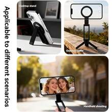 BISI Aluminum Alloy Magnetic Tripod, Multi-Function Desktop Folding Phone Stand, Ultra-Thin Foldable Phone Grip Holder, 8mm Thin Portable Pocket-Sized Desktop Stand, Suitable For Universal Smartphones - A - View 10
