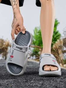 Men's Functional Style 2-In-1 Wearable Slippers, Soft Sole, Thick Bottom Height-Increasing Clog Shoes, Comfortable Versatile Design, Summer Essential, Anti-Slip, Breathable, Adjustable Strap, Slip-On Sandals, Suitable For Beach And Daily Wear, Hollow Out Breathable Soft Thick Bottom Clogs, Gray Functional Style Clogs, Unisex 2-In-1 Wearable Slippers, Men's Item - Grey - View 7