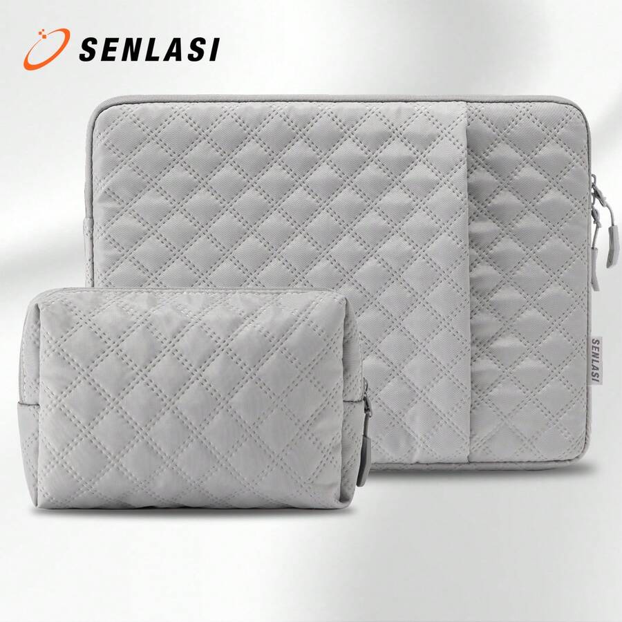 SENLASI 13-16 吋筆電保護套,相容 Macbook Air Pro 13 14 吋 M1 M2 M3、Air 38.1 公分 M2 M3 2023,適用於其他 13.5 14 15.6 16 吋筆記型電腦,可攜式筆電收納包,附滑順拉鍊與額外配件袋,灰色 - 查看 1