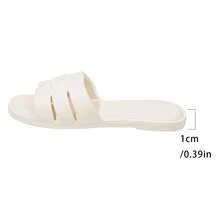 Sandalias planas de mujer de unicolor, ligeras y cómodas para deslizar, ideales para la playa y vacaciones - Blanco - Ver 10