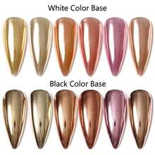 Holographic Mirror Effect Nail Glitter - 6 Color Set Y2K Powder, DIY Nail Art Design Decoration Supplies - 彩色 - 查看 6