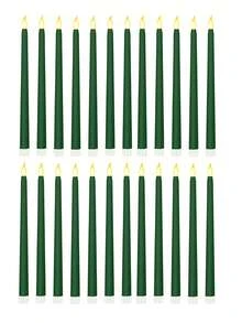 12-72个无焰电子锥形蜡烛灯 LED，适用于圣帕特里克节氛围照明、节日装饰，可嵌入烛台（不含电池） - 彩色 - 查看 2