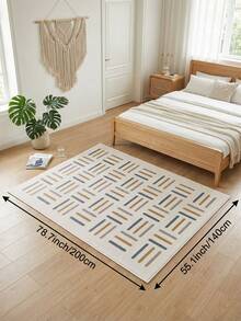 1pc Modern Minimalist Area Rug, Geometric Line Pattern Living Room Carpet, Soft Touch, Short Pile Modern Floor Rug, Suitable For Bedroom, Dining Room, Office, Home Decor And Doormat, Versatile For Various Occasions Like Music Festivals, Wedding Venues And Daily Home Use. - Multicolor - View 14