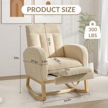 Modern Soft Rocking Recliner Chair For Living Room, Side Pocket, Ottoman   Comfortable Stuffed Upholstery For Living Room, Bedroom - Beige - View 2