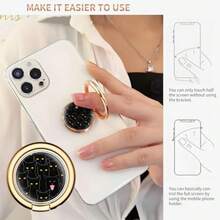 Soporte de anillo para teléfono celular, bonito soporte de metal para teléfono, soporte de dedo flexible, rotación de 360 °, compatible con la mayoría de teléfonos - Flores moradas de lujo - Ver 5