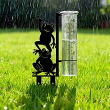 青蛙圖案戶外雨量計（含玻璃量杯），大容量金屬框架雨量計，適用於花園、院子、花盆、露台和草坪，美觀穩定且耐用設計 - C - 查看 8