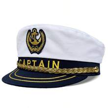 1pc Yacht Party Sun Protection Navy Hat, Captain Embroidered Role Play Sailor Cap - Multicolor - View 3