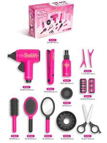 Set Mainan Salon Rambut Anak Baru, Termasuk Jepit Rambut, Sisir, Pengering Rambut, Pelurus Rambut, Pengeriting Poni, Set Mainan Simulasi Berdandan, Hadiah untuk Anak Perempuan - MultiWarna - View 4