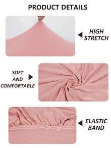 1PC Four-Season Milk Silk Wrap-Around Bed Skirt, Solid Color, Printed Four-Sided Elastic Bed Skirt, Suitable For Bedroom Home Decor - Baby Pink - View 3