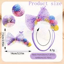 1/3pcs Pet Sequin Mesh Bow Headband, Elastic Non-Tight Hair Accessory For Dogs And Cats, Pet Decoration Supplies, Cute Photo Props, Suitable For Birthday Party / Wedding Dress-Up / Holiday Outings, Gift For Pets / Valentine's Day / Christmas / Halloween - Multicolor - View 2