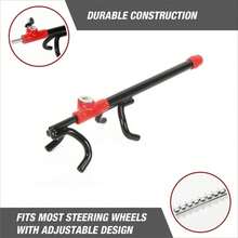 Universal Steering Wheel Lock Anti Theft Device For Car Truck SUV Van, Heavy Duty Security Lock With Keys, Visible Vehicle Protection Lock, Red Black - Option - View 5