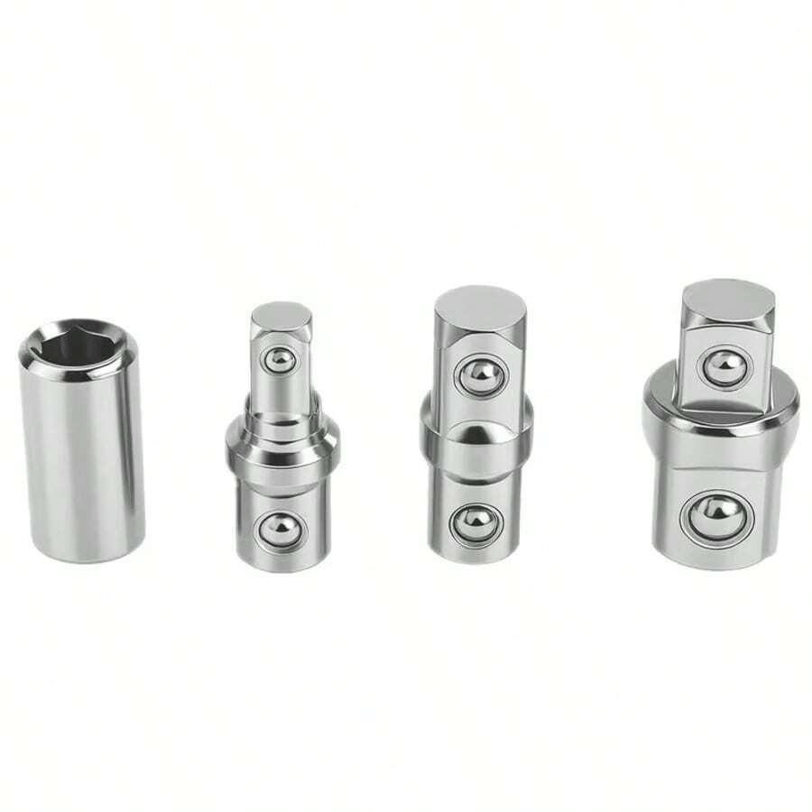 Set Adaptor Soket 4 Buah, Adaptor Soket Kunci Ratchet, Adaptor Kunci Ekstensi, Konverter Ukuran Penggerak 1/4", 3/8", 1/2" - Dengan Kepala Ujung, Cocok Untuk Mata Bor dan Kunci Pas Listrik