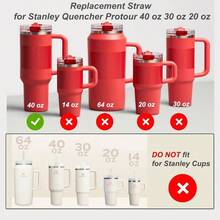 Paquete de 6 pajitas para Protour vaso de 40 onzas, popotes de repuesto para Pro Flip Straw de 40 onzas, reutilizables, aptas para lavavajillas, aptas para alimentos, sin - Transparente - Ver 2