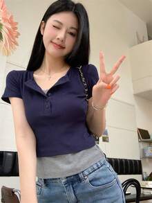 Women Tops - Navy Blue - View 1
