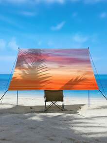 1PC Outdoor Thickened Waterproof Sun-Proof Gradient Mandala Flower Green Bohemian Pattern Outdoor Garden Yard Pavilion Canopy Beach Sunshade Tent With Free Rope (Support Frame Not Included) - A - View 5