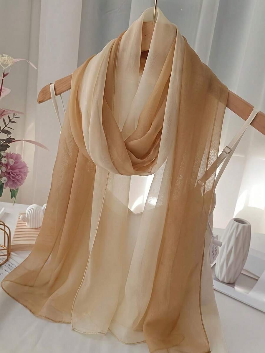 1 buah Syal Pelindung Matahari Ringan dan Bernapas dari Chiffon Gradien Elegan Baru, Syal Kepala Berkualitas Tinggi, Cocok untuk Sehari-hari, Pesta, Jalan-jalan, Perjalanan, Fotografi, Aksesori Fashion, Padu Padan Gaun Musim Semi/Panas