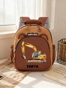 1pc Customizable Name Backpack. Cute Cartoon Excavator/Car Backpack, Sports Backpack, With Adjustable Shoulder Straps. Suitable For School, Activity Classes, Work, Commuting, Shopping And Outdoor Leisure. An Ideal Gift For Dance Enthusiasts. - Multicolor - View 14