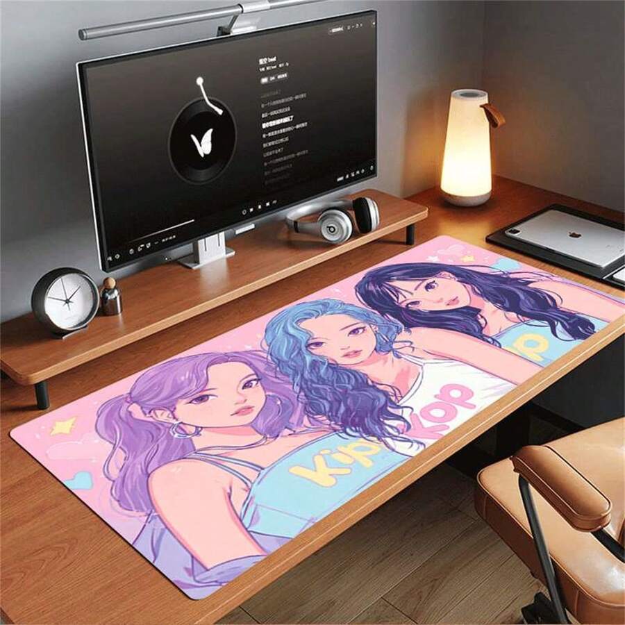 1 buah Alas Mouse Besar Bergambar Idola K-Pop Wanita, Alas Karet Anti Selip, Alas Meja Gaming yang Dapat Diperpanjang, Alas Keyboard Tahan Air & Tahan Lama untuk Kantor/Gaming/Dekorasi, Hadiah Sempurna untuk Penggemar K-Pop - View 1