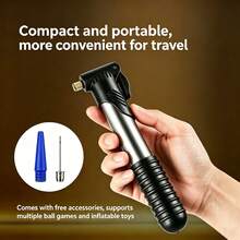 Pompa Sepeda Mini Portabel 120PSI - Kompatibel dengan Katup Schrader & Presta, Pompa Ban Sepeda Teleskopik dari Paduan Aluminium, Pompa Udara Tangan Tekanan Tinggi dengan Braket Pemasangan, Alat Darurat Ringan untuk Sepeda Gunung/Jalan Raya, Bola Olahraga & Barang Tiup. - Pompa 120PSI + Aksesoris untuk Mengisi Angin - View 6