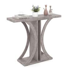 Industrial Foyer Table Accent Table Geometric Frame Console Table 100 Cm Rectangular Entryway Table For Living Room Entrance Small Space - Grey - View 1