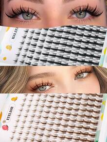 120Pcs Black/Brown Manga Lash Clusters Wispy Spiky Eyelash Clusters C Curly Fairy Cluster Eyelash Extensions 8-16MM Anime Individual Lashes For DIY Lash Beginners - C - View 2