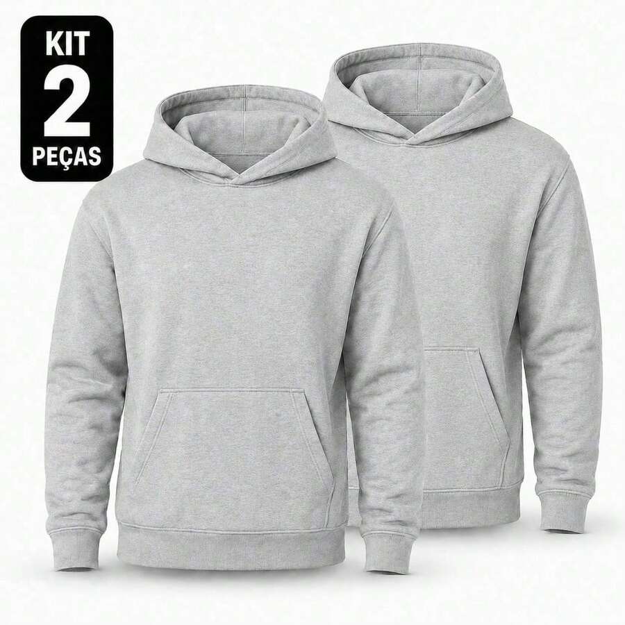 Set Of 2 Plain Kangaroo Jackets, Unisex, Comfortable Basic Winter Warmth - 2 Ashes - View 1