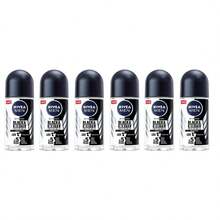 Nivea Men Black & White Invisible Fresh Roll On Deodorant 50ml | 72H Anti-Perspirant Protection | No White Marks Or Yellow Stains | Long-Lasting | Gentle On Skin | Travel Size For Men | 6-Pack - 多樣化香型 - 查看 1