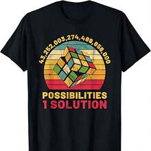 Fun Puzzle Cube With A Single Solution, Speed Cube, Retro Math T-Shirt - Black - View 1