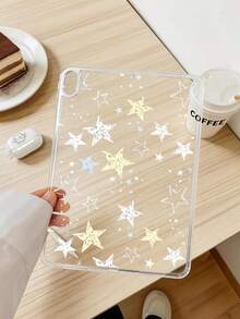 1pc TPU Soft Case With Yellow & White Star Pattern Painting, Compatible With IPad 10.2/10.5/Air4/Air5/10.9/Pro 11"/10th/Air 11-In.(M2)-2024/Pro11-In.(M4)-2024/ Air 11-Inch (M3) 2025/ (A16) 11 Inch 11th Generation 2025/ Air7(M3)2025 (11-Inch)/ Air 8(M4)2026(11-Inch)/ Mini1/2/3/Mini4/Mini5/Mini6/Mini7/Air/Air2/9.7/ Galaxy Tab A7 10.4 Inch/A8, Lightweight Ultra-Thin Soft TPU Tablet Protective Shell, Pen Is For Display Only - Multicolor - View 4
