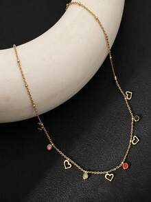 1 dây chuyền mặt dây hình học đĩa nhạc tối giản mạ vàng 18k, phù hợp cho nữ đeo hàng ngày và làm quà tặng - Vàng - Xem 6