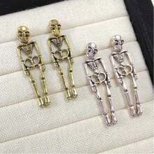 Avant-Garde Skeleton Bone Drop Earrings, Suitable For Halloween And Punk Style - Gold - View 5