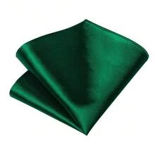 Emerald Green Solid Feel Tie Set With Cufflinks And Pocket Square For Formal Wear - Green - View 4