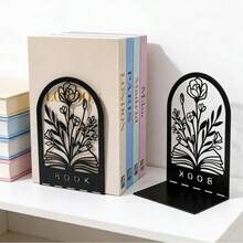 Hollow Metal Bookend With Natural Floral Pattern, Suitable For Organizing And Decorating Bookshelves And Bookcases, An Artistic Gift For Book Lovers, Bibliophiles And Office Workers - One Size - View 5