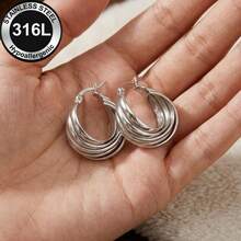 High-Quality Anti-Fade Stainless Steel Earrings,Hypoallergenic 316L Ear Post ,Elegant Jewelry Earrings For Daily Wear Festival Vacation Parties - Slivery - View 4