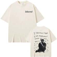 Streetwear Rapper Frank Doppelseitig Bedrucktes T-Shirt Rap Herren Blondes Hip-Hop T-Shirt Ocean Oversized Damen Casual Reine Baumwolle T-Shirts - 2 - Übersicht 5
