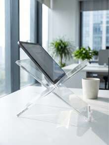 1pc Transparent Acrylic X-Shaped Reading Book Stand, Ins Style Desktop Book Holder, High-Aesthetic Book Display Rack, High-Transparency Thickened Desktop Display Stand, Minimalist Home Office Reading Support Rack, Suitable For Recipe Books, Art Books, Albums, Study Room And Home Office - Transparent - View 4